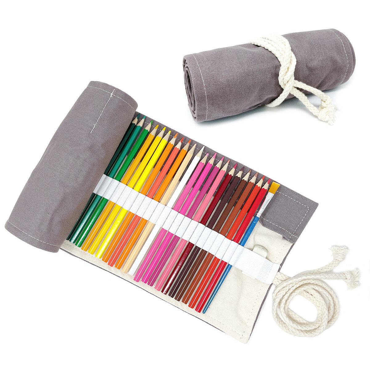 Pencil Roll Organizer with 72 Slots - Art Supply Travel Case, Canvas Wrap