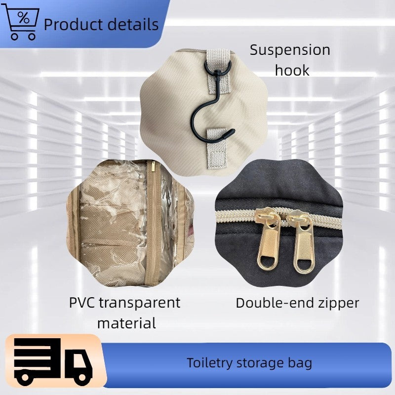 Large Capacity Travel Toiletry Bag with Wet Dry Separation - Portable Organizer