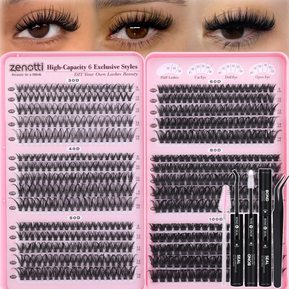 Wispy Lash Clusters Kit - 590pcs Deluxe False Eyelashes Extensions Set