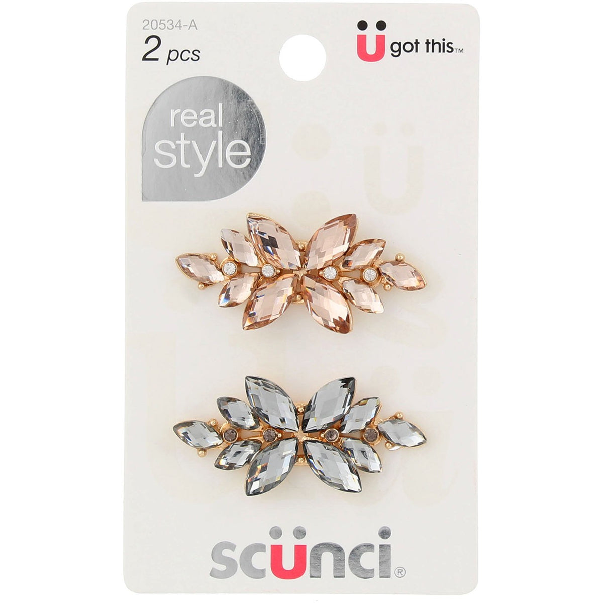Crystal Hair Barrettes, 6 Pack - 2 Inch Small Clips