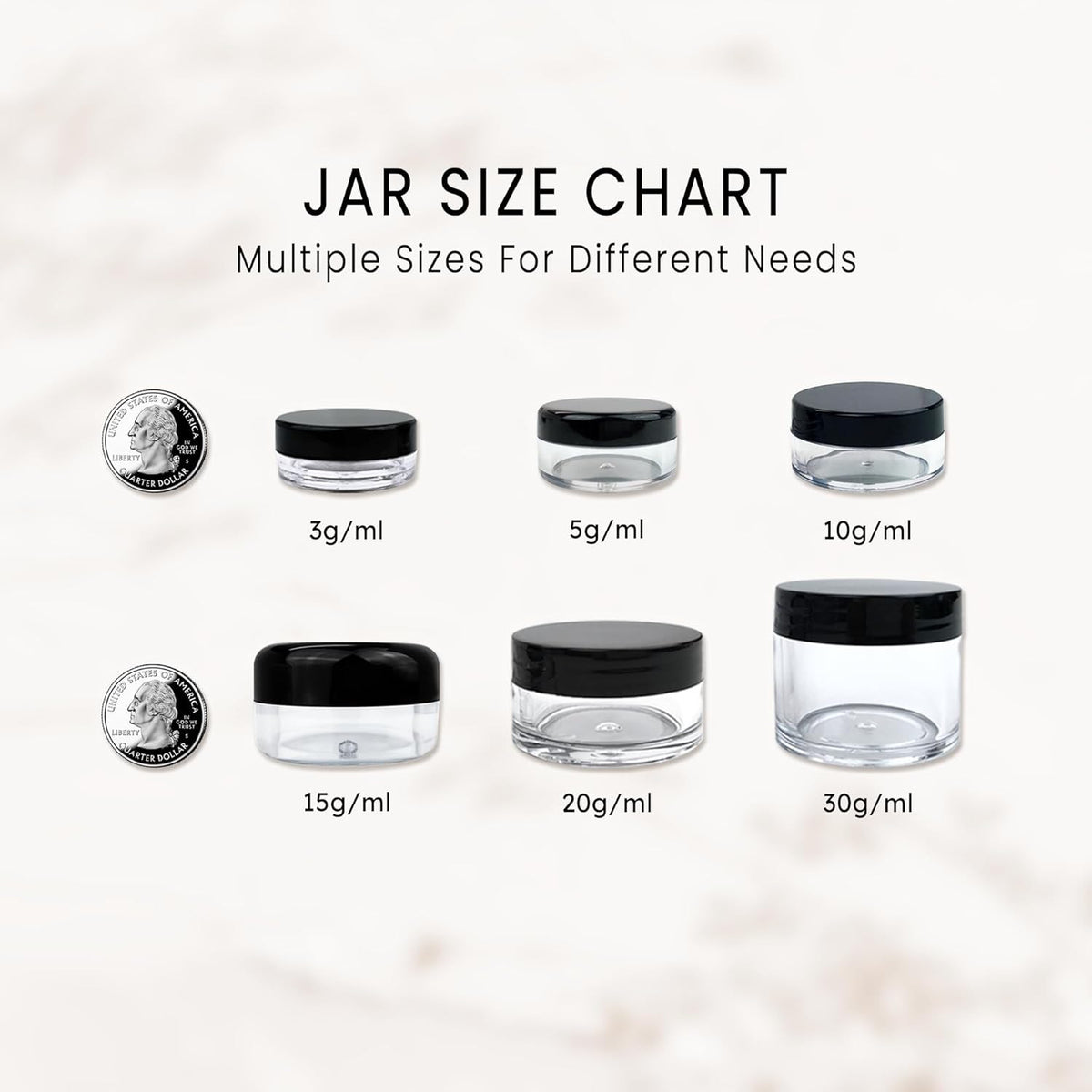 50 Clear Acrylic Reusable Cosmetic Jars 5ml - Small Round Storage Containers