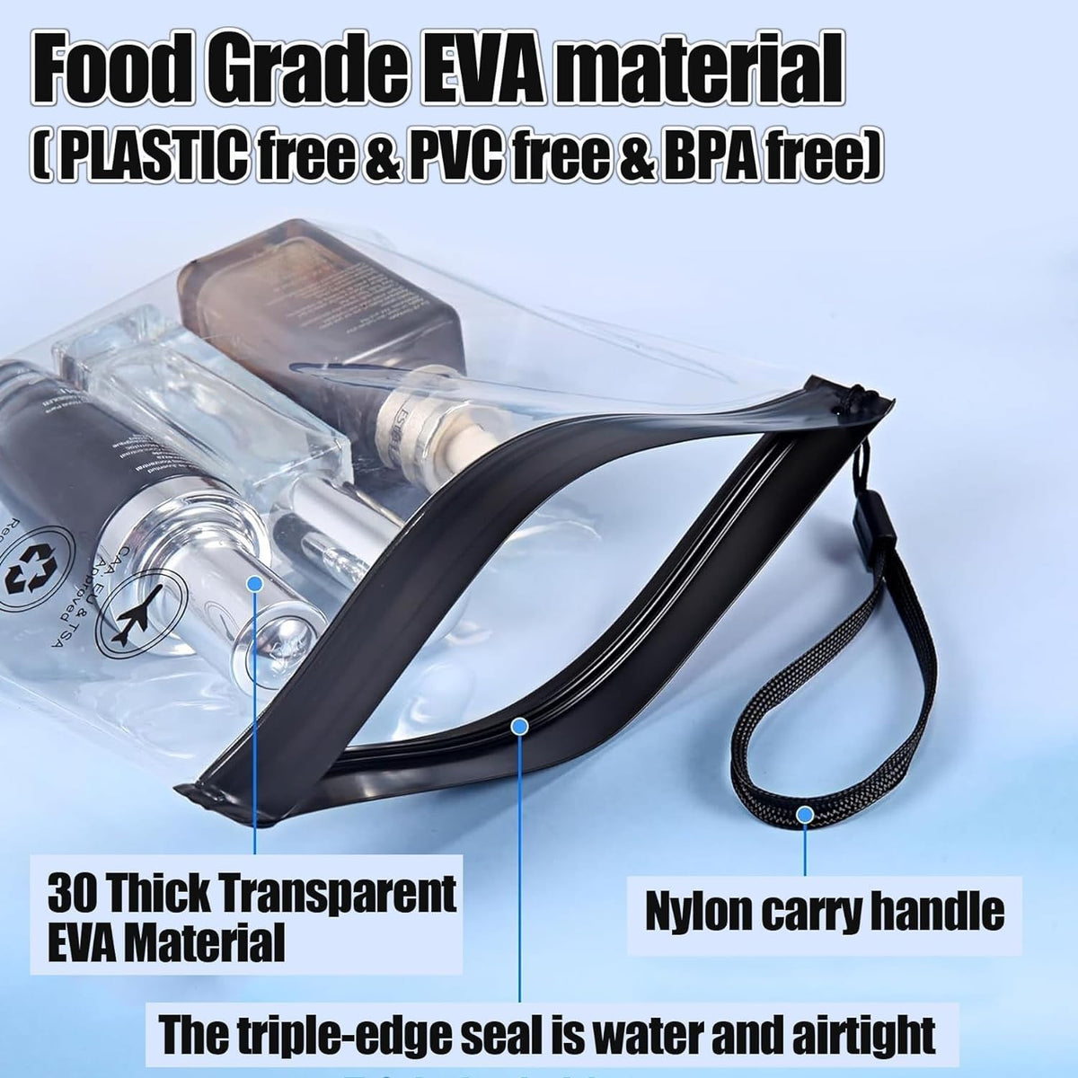 TSA Approved Transparent Travel Toiletry Bag - Quart Size