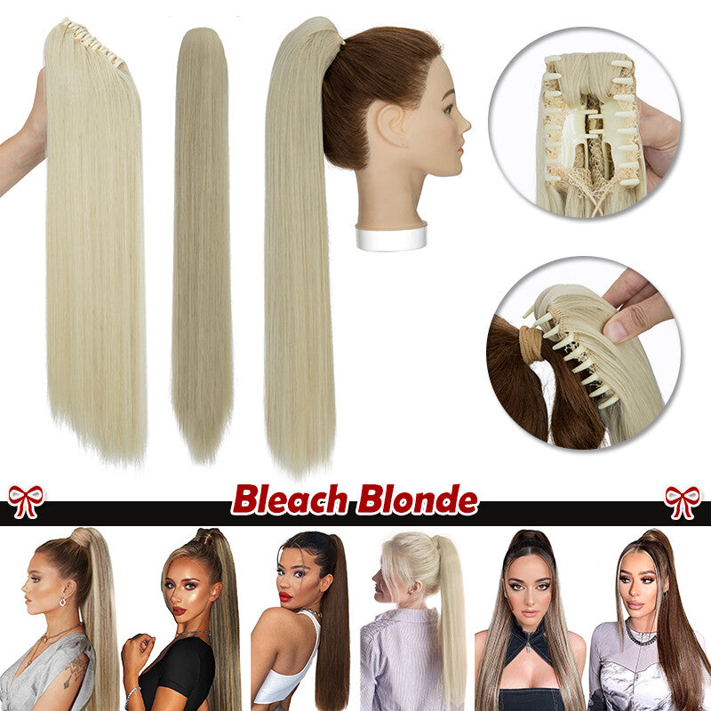 30-Inch Fluffy Ponytail Hair Extension with Claw Clip - Straight & Wave Styles