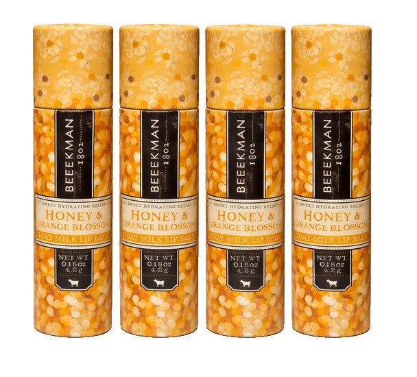 Honey & Orange Blossom Goat Milk Lip Balm Set - Moisturizing 0.15 oz 4-Pack