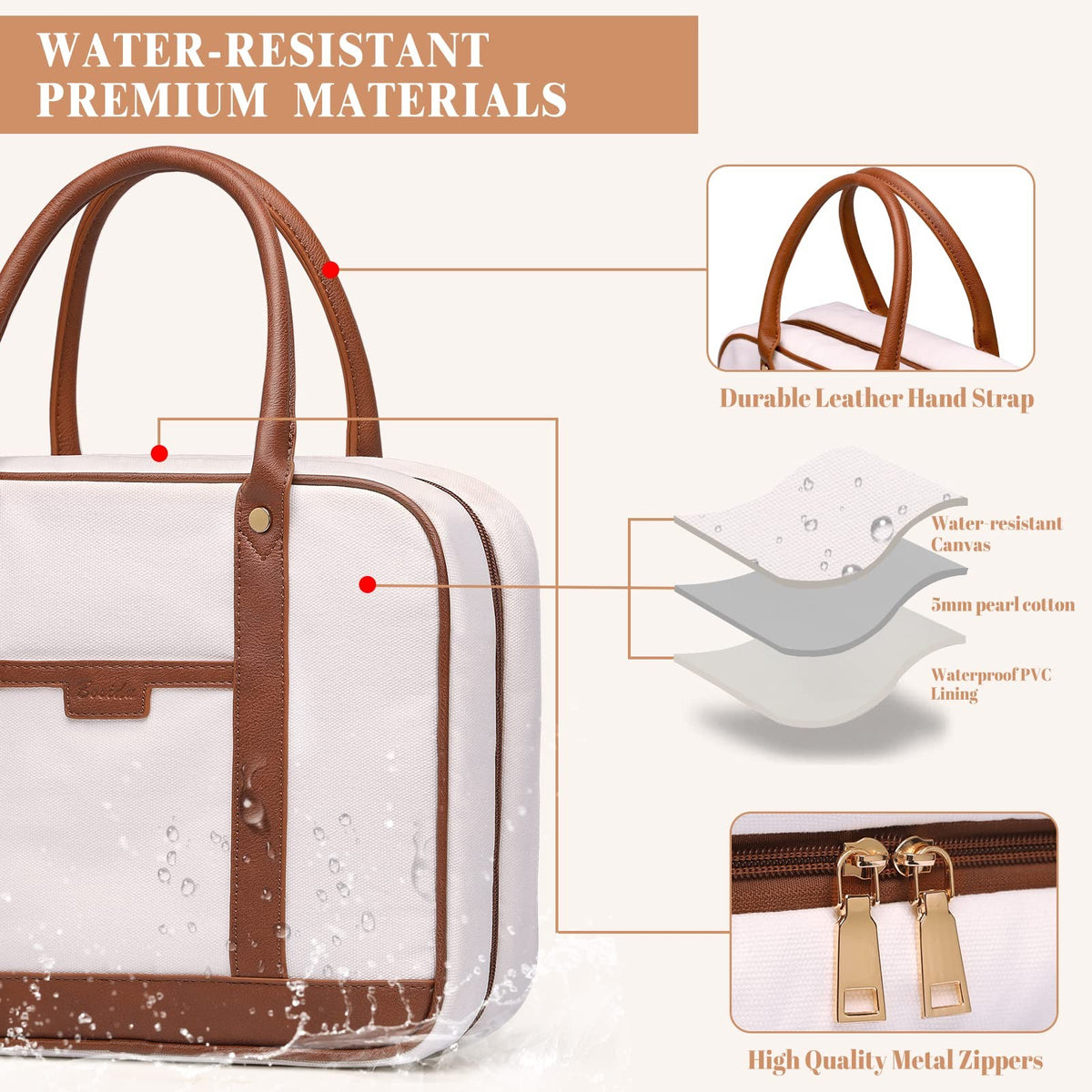 Large Capacity Hanging Travel Toiletry Bag with 4 Compartments & Hook