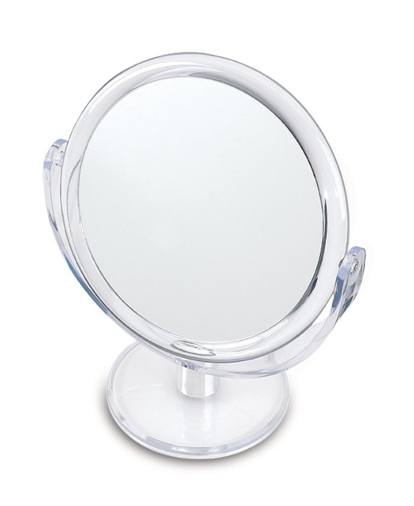 Double-Sided Vanity Makeup Mirror with 12x Magnification, 6.75-Inch Diameter, Clear