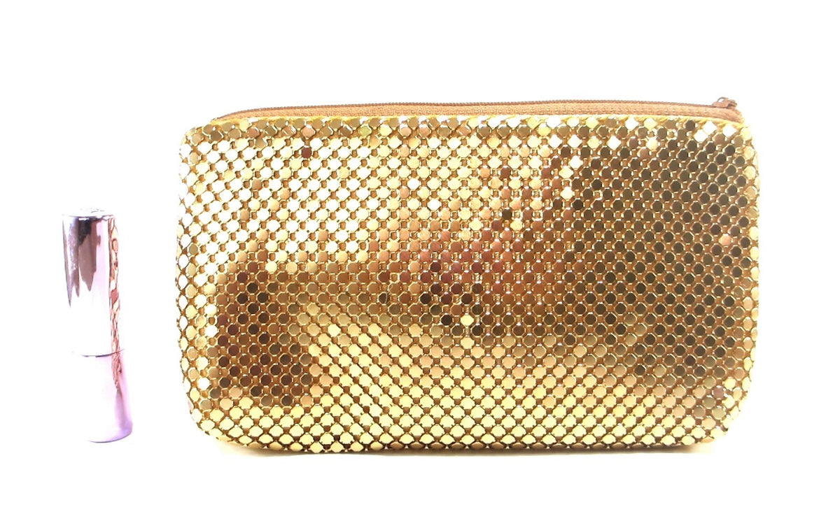 Metal Mesh Cosmetic Bag Travel Makeup Bag with Zipper - Multiple Colors