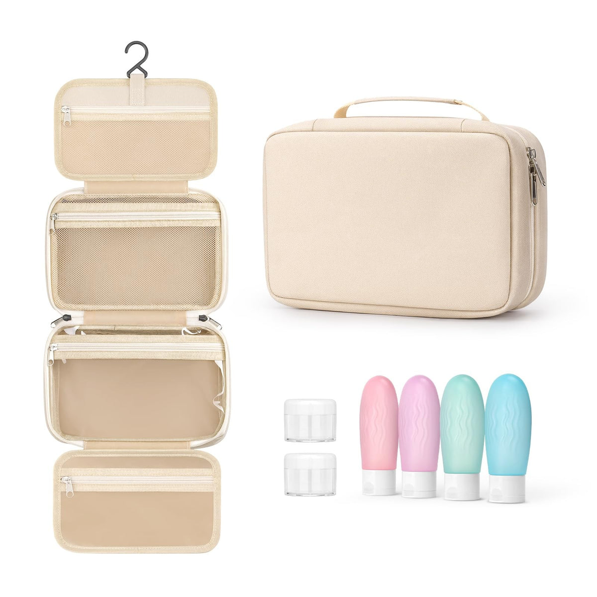 Travel Toiletry Bag for Women with Hanging Organizer and Waterproof Pouch