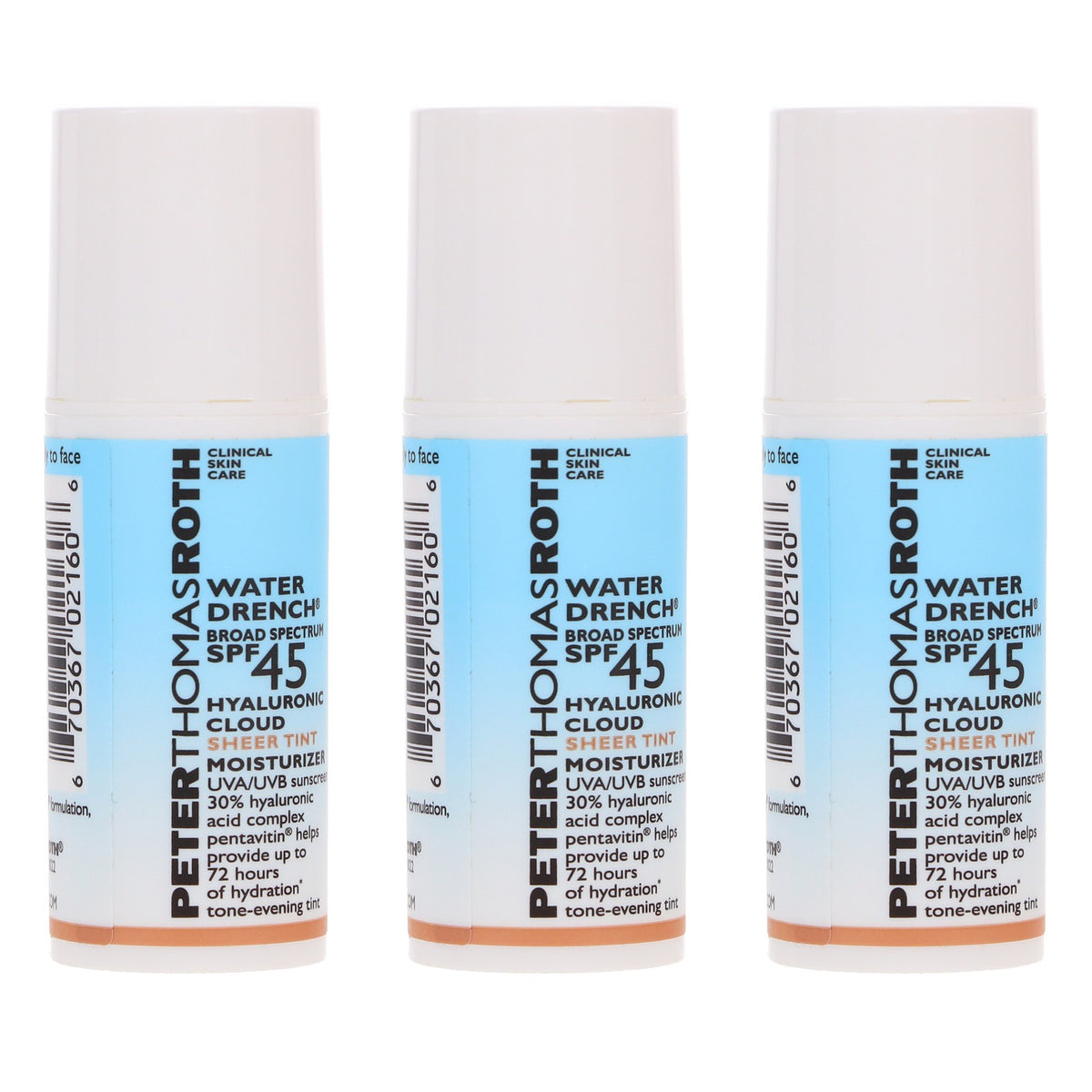 Peter Thomas Roth SPF 45 Sheer Tinted Moisturizer 3 Pack - Hydrating Face Sunscreen