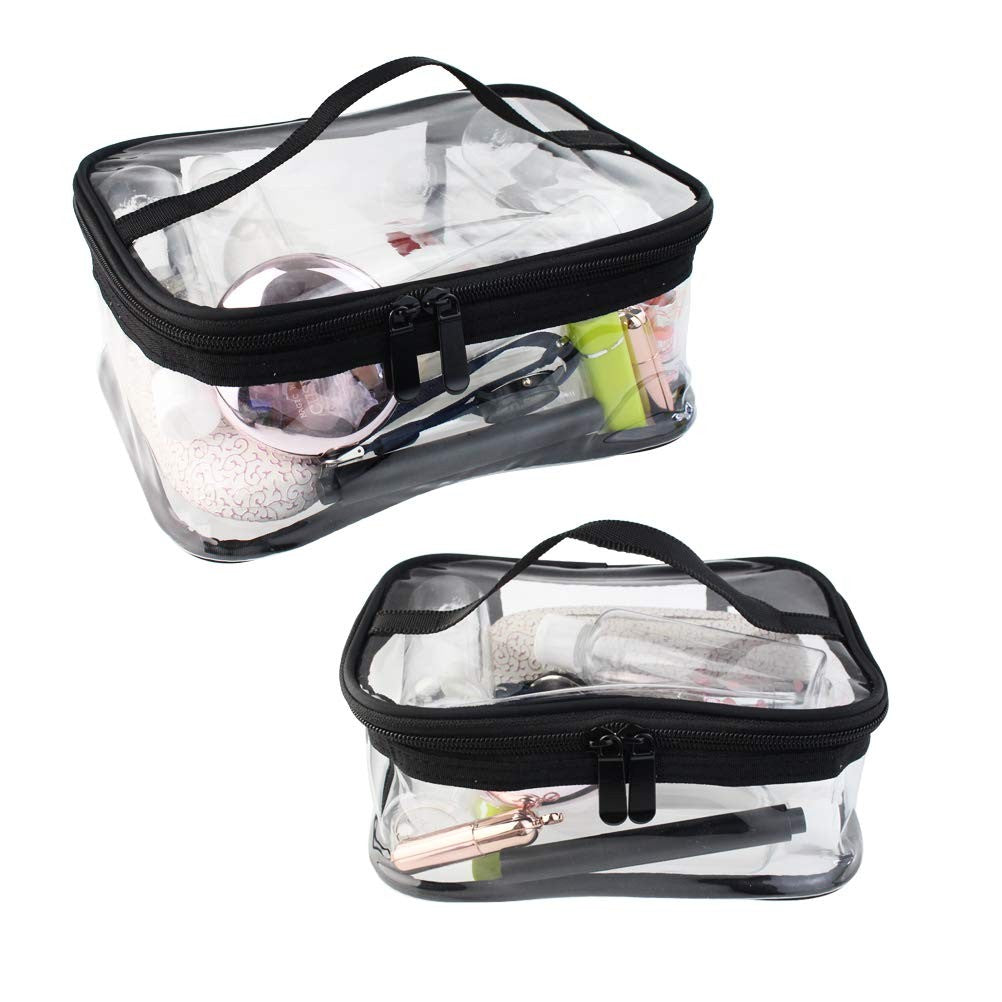 Clear Waterproof Makeup Bag Set with Zipper - Portable Cosmetic Organizer