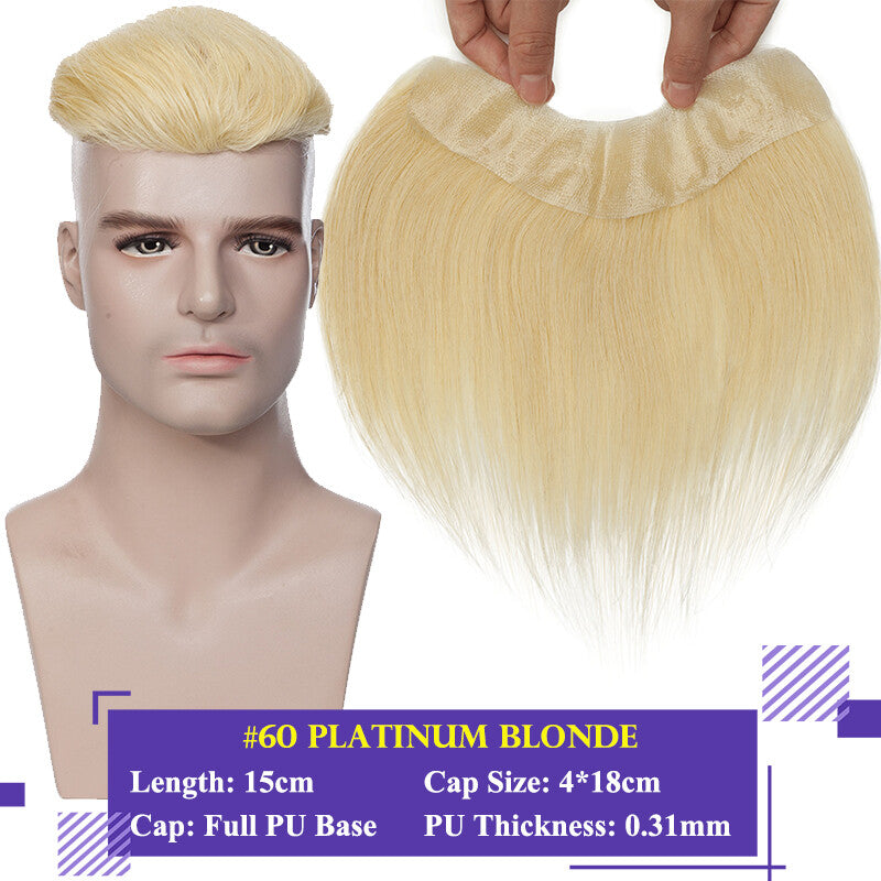 Human Hair Toupee for Men Receding Hairline - Skin PU Base & Natural Look