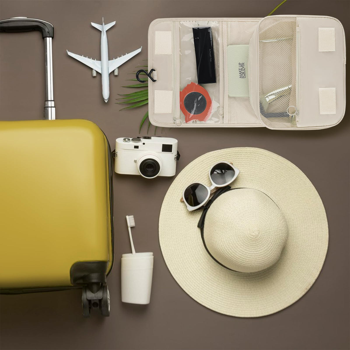 Foldable Hanging Travel Toiletry Bag with Multiple Compartments
