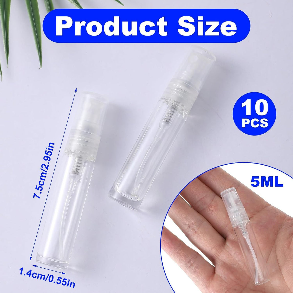 Mini 5ml Perfume Spray Bottles Set of 10 Refillable Travel Mist Containers