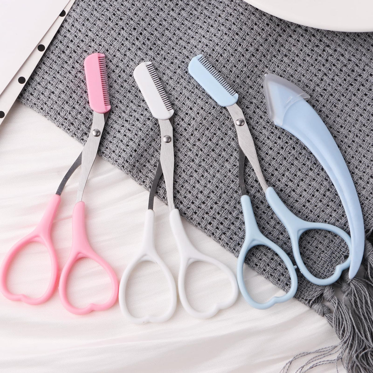 Eyebrow Trimmer with Razor and Comb Set - Non-Slip Stainless Steel