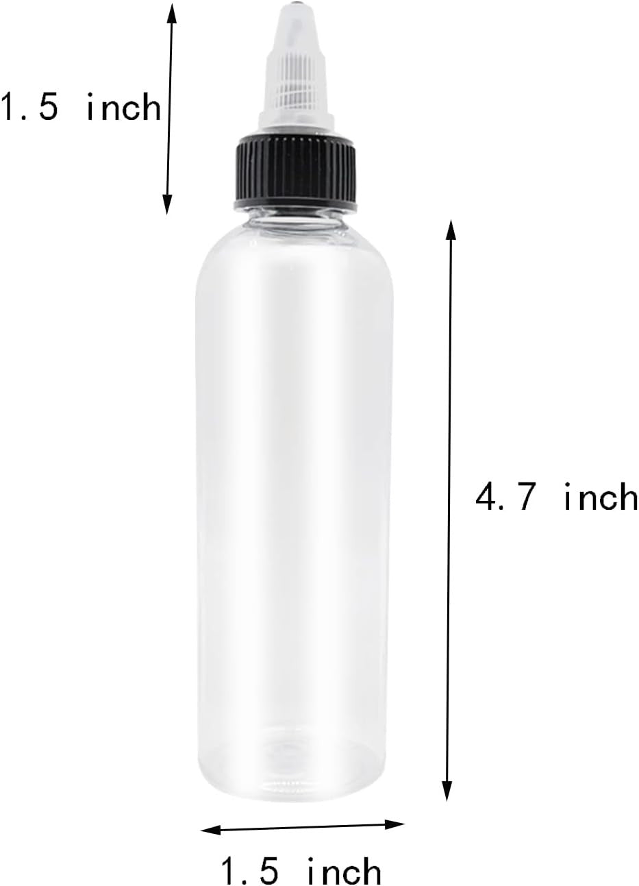 4Oz Refillable Plastic Squeeze Bottles with Twist Top - 6 Pack