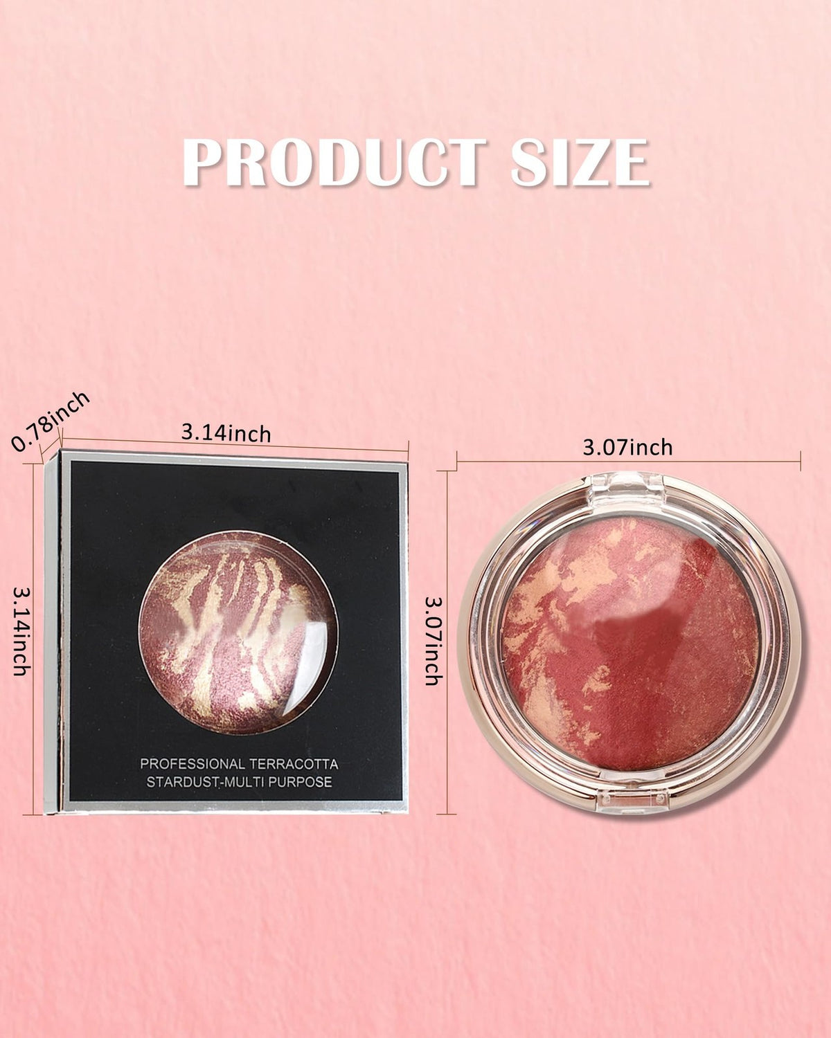 Peachy Pink Marbleized Baked Blush - Natural Glow & High Pigment