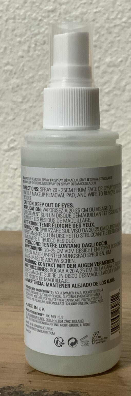 Revolution Makeup Remover Spray - Refreshing Water for Skin, 3.38 fl oz