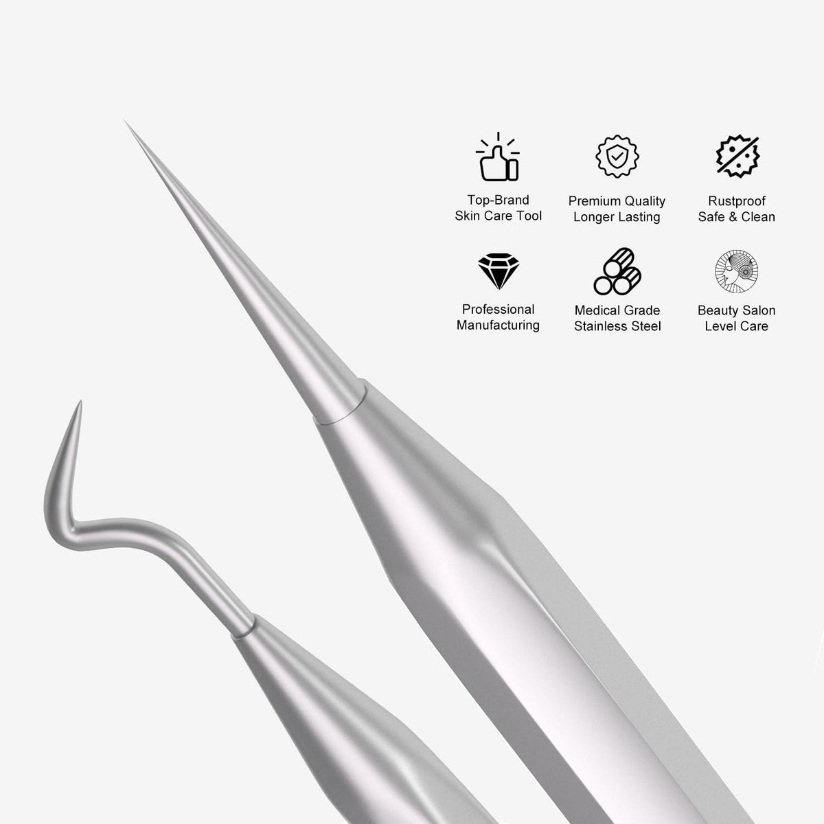 6-Piece Stainless Steel Blackhead Remover Kit - Ergonomic & Durable