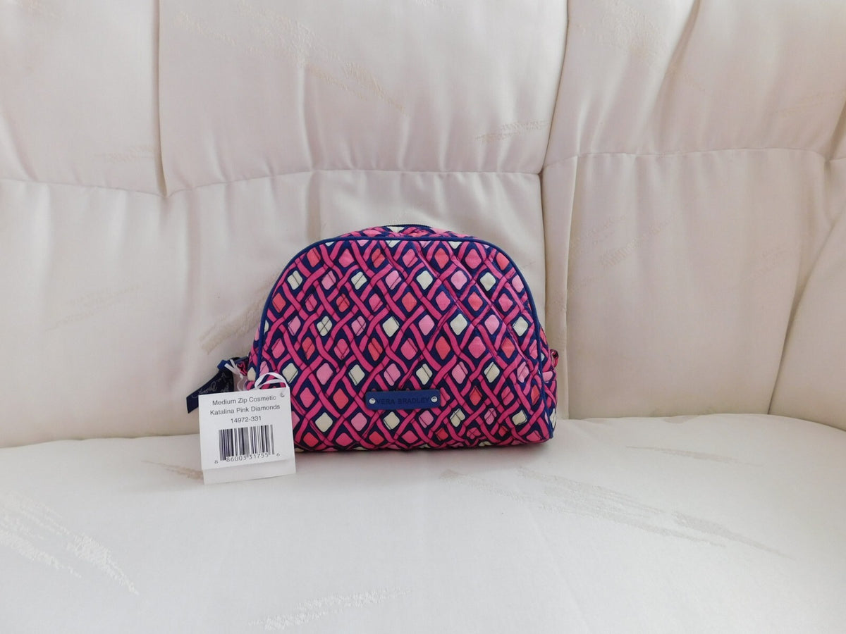 Medium Zip Cosmetic Case - Katilina Pink Diamonds Travel Toiletry Bag
