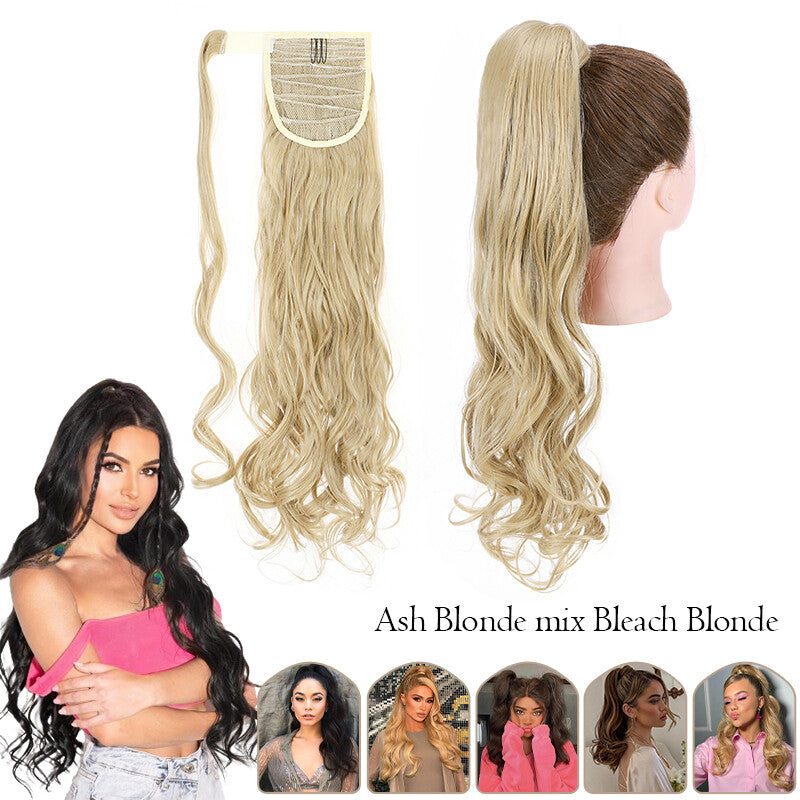 Mega Thick Wrap-On Ponytail Extensions - Natural Human Hair, Curly Wavy Straight
