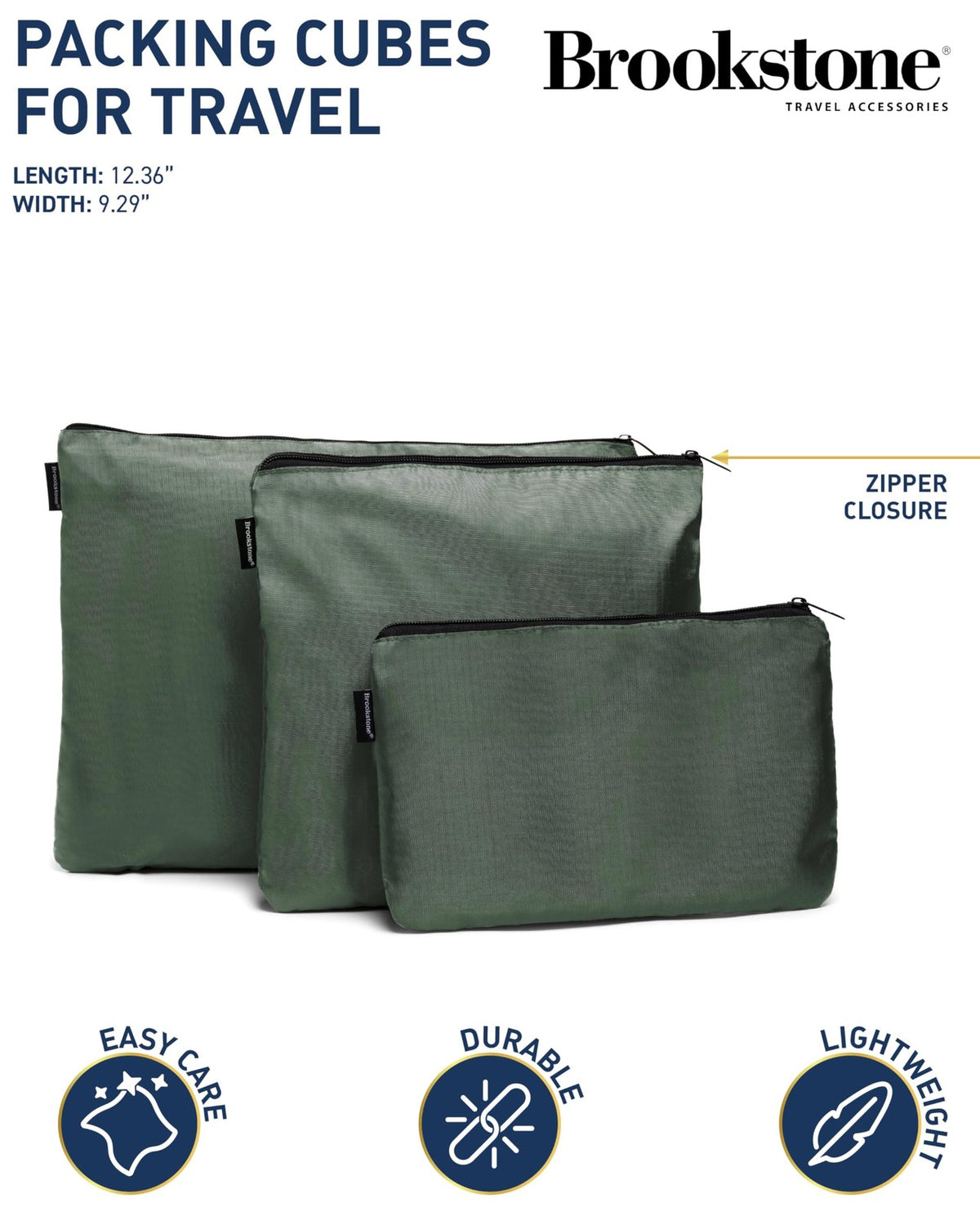 Travel Packing Cubes Set - 6 Compression Organizers for Luggage, Olive