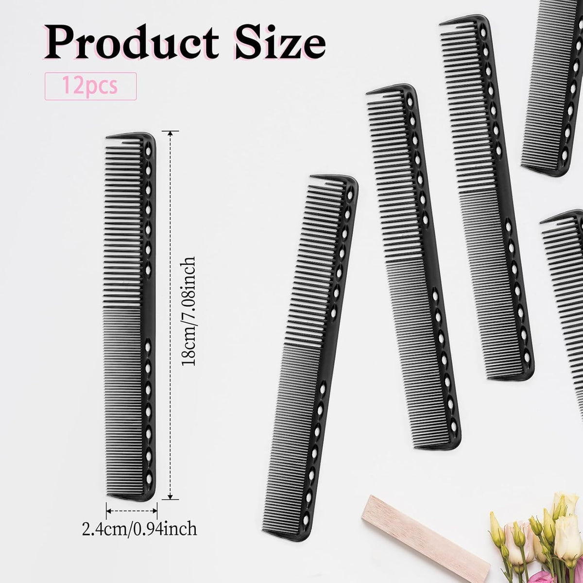 Carbon Fiber Hair Cutting Combs Heat Resistant Styling Tools 12 Pack