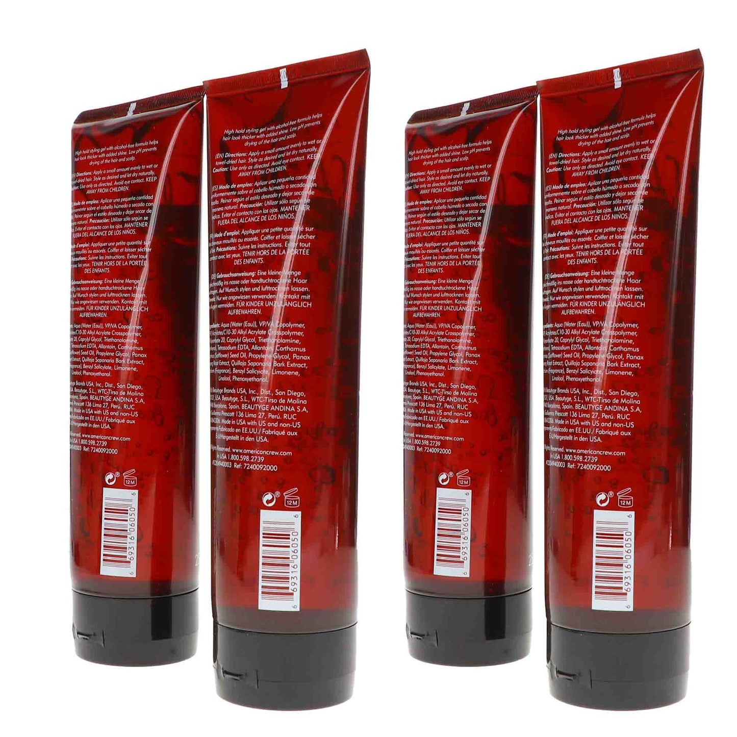 Men's Firm Hold Hair Gel 8.4 oz - Strong Shine & Long-Lasting Style (4 Pack)