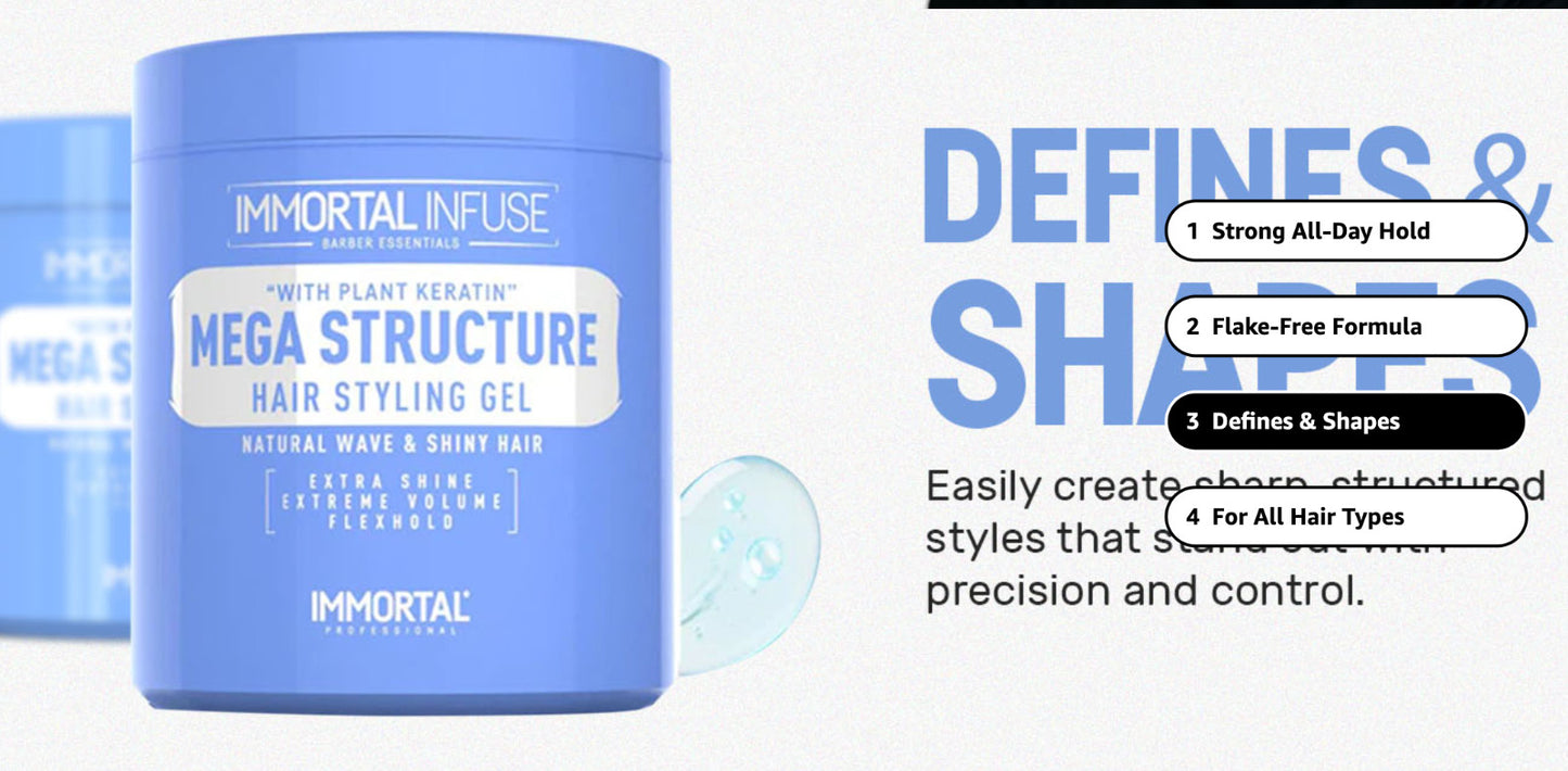 Mega Fixation Hair Styling Gel with Argan Oil - Long Lasting Hold & Volume 500ml