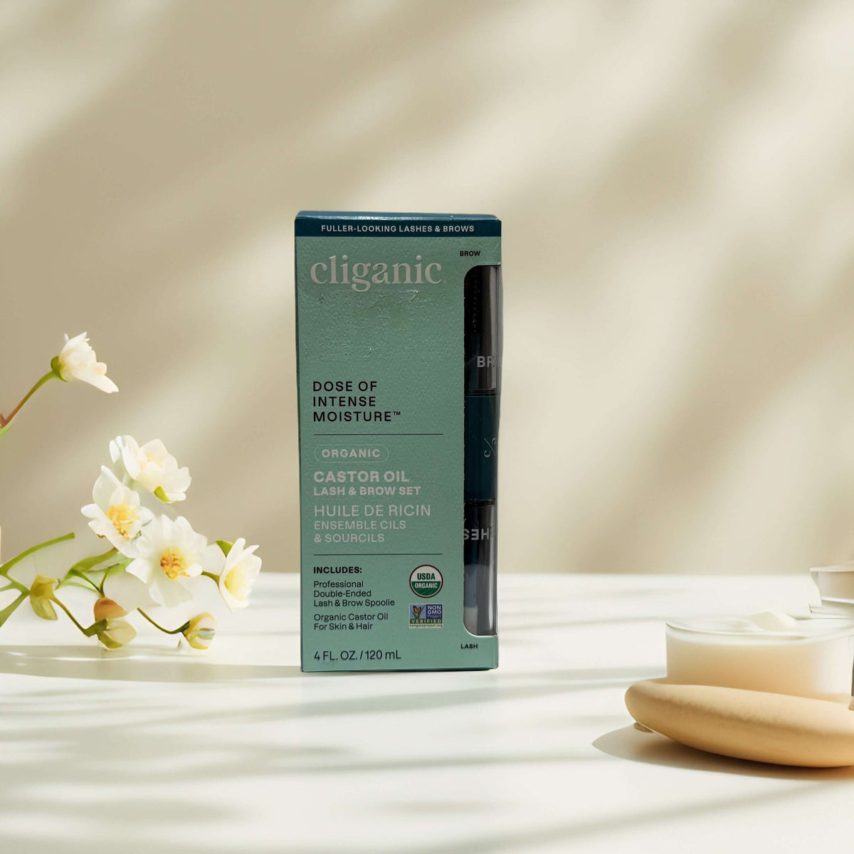 Castor Oil Lash & Brow Set - Nourishing Organic Conditioning Oil by Cliganic