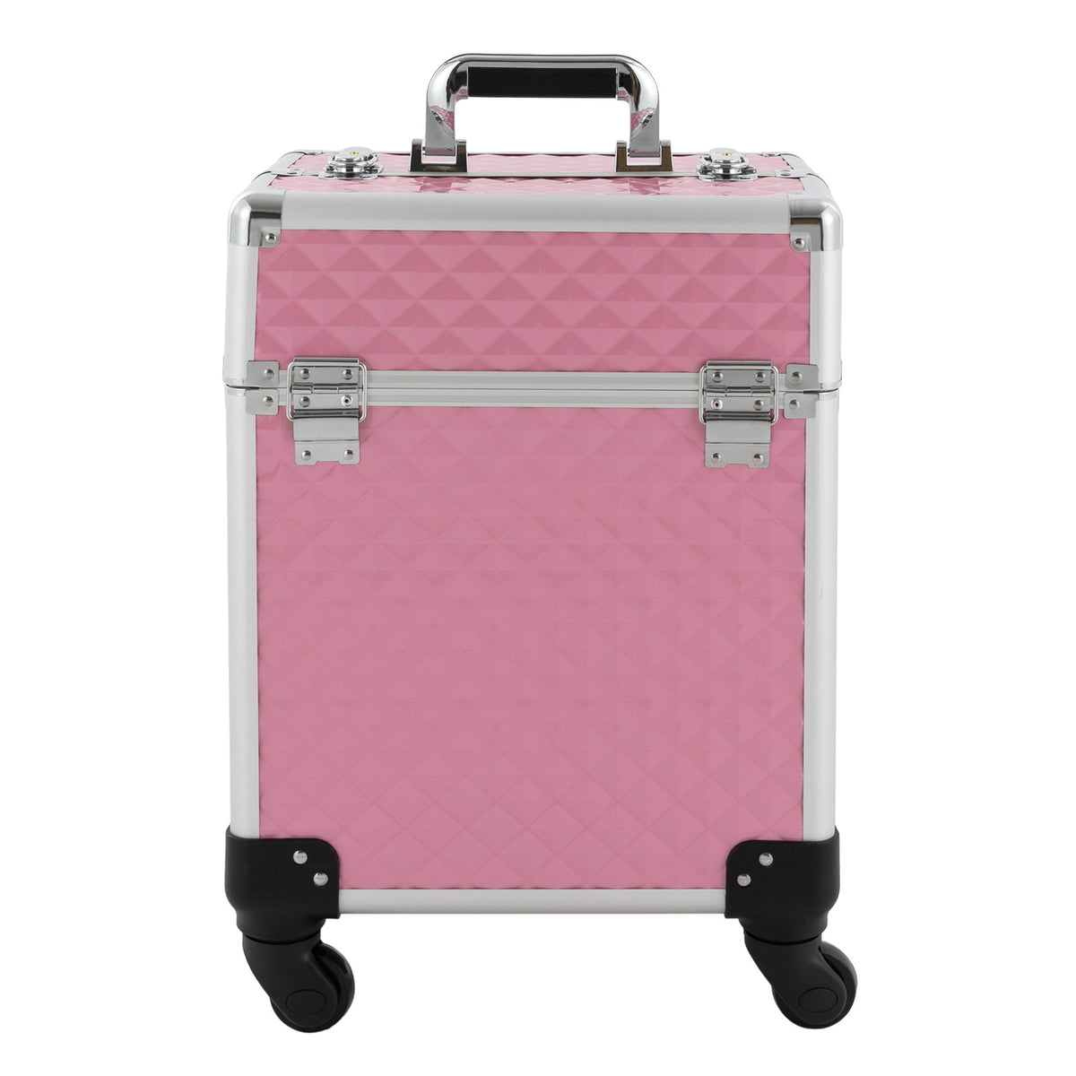 Large Multi-Tier Makeup and Nail Storage Case with Wheels, Pink