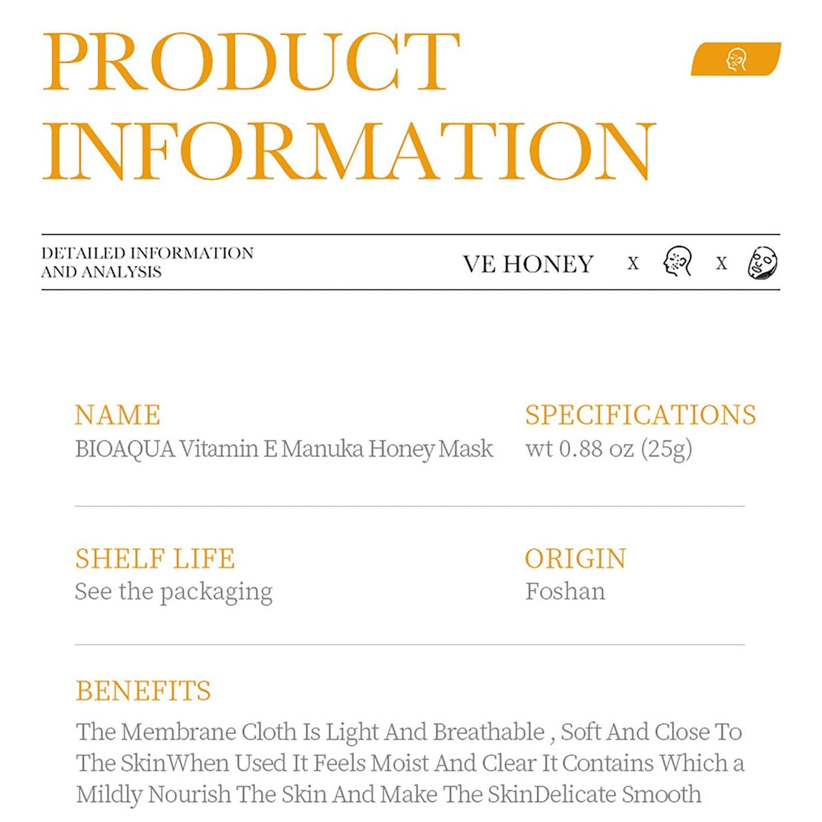 Manuka Honey Facial Mask with Vitamin E - 25g x 5 Pack