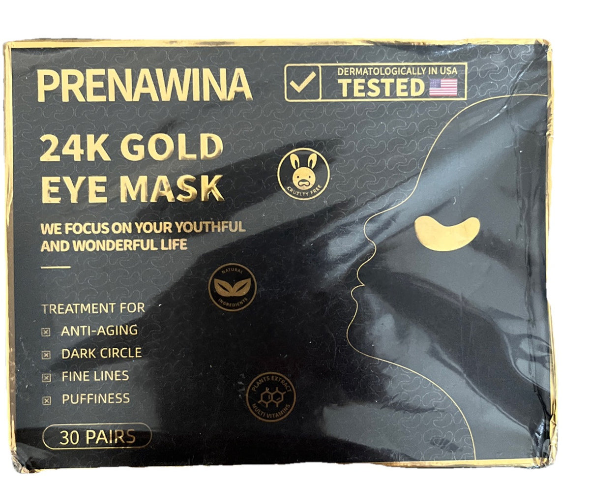 24K Gold Under Eye Patches for Eye Care - Anti-Aging & Brightening (30 Pairs)