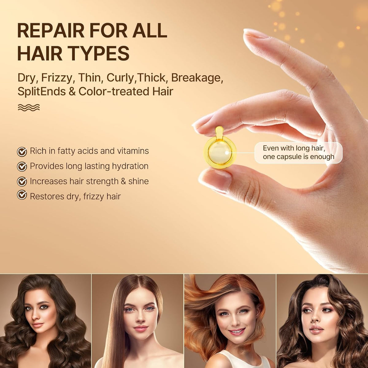 Hair Treatment Serum Capsules with Argan Macadamia Avocado Oils & Vitamins