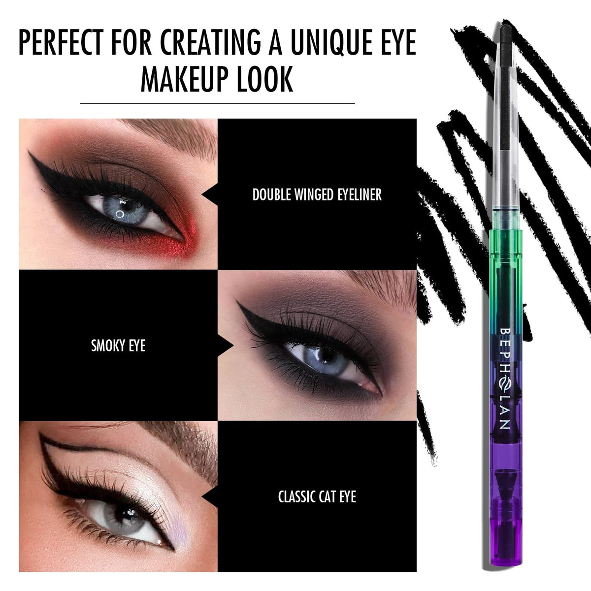 Black Waterproof Gel Eyeliner Pencil - Smudge-Proof, Long-Lasting 24H