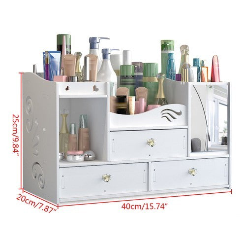 Makeup Storage Box with Drawers - Cosmetic Organizer for Desktop, 40x20x25cm