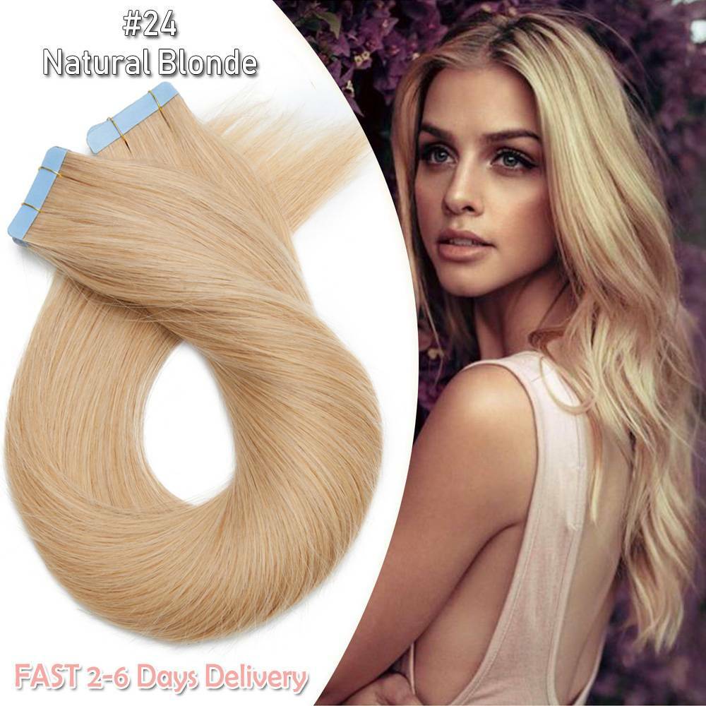 Remy Human Hair Extensions Full Head Skin Weft 80pcs Thick Tape-In Set