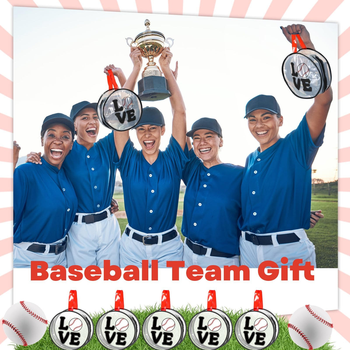 20 Pcs Baseball Cosmetic Bags Waterproof Clear Travel Makeup Organizer