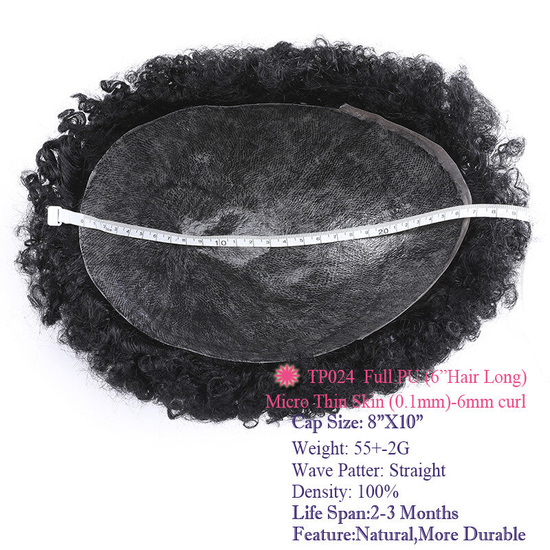 Super Thin Skin Men's Human Hair Toupee Hair Replacement System - Natural Look