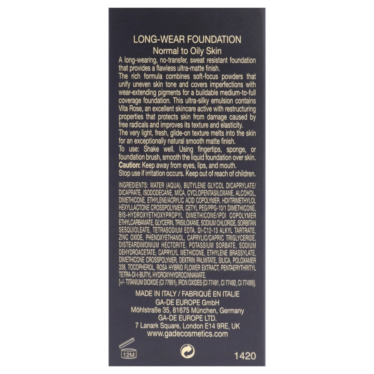 Long-Wear Foundation with Matte Finish for Light to Medium Skin - 1 oz