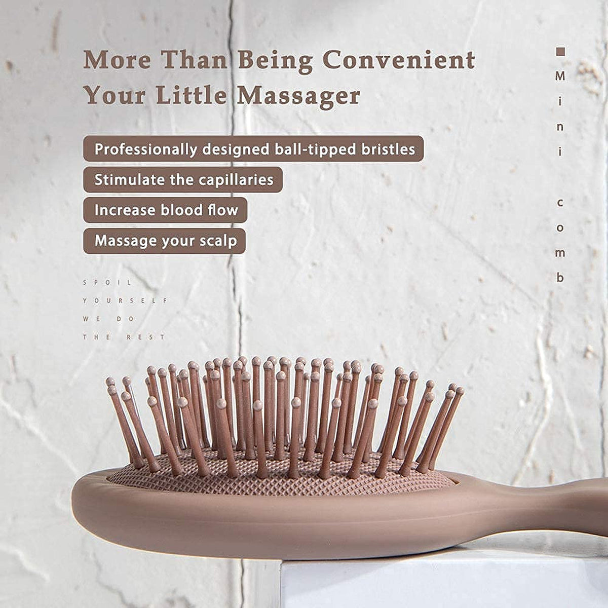Mini Travel Hair Brush Cushion Paddle Detangler for Women Men Kids