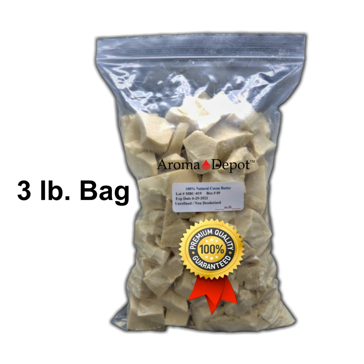 Raw Cocoa Butter 3lb BAG 100% Natural Unrefined Pure Virgin