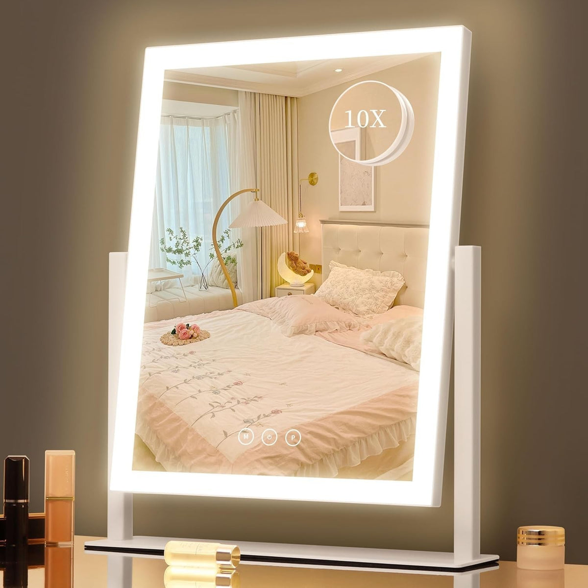 Lighted Vanity Mirror with Lights, 16.7x13.2 Inches, Dimmable & 3 Color Modes