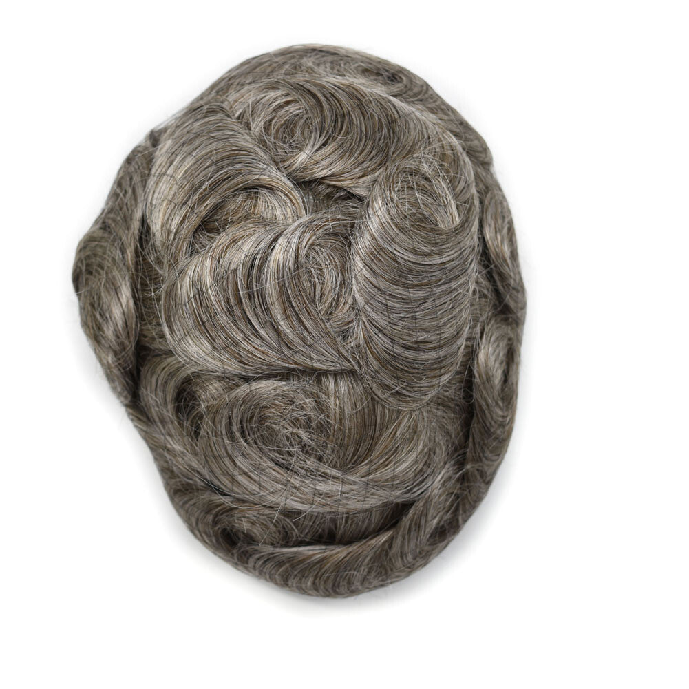 Men's Bleached Lace Front Hair Replacement Toupee - Natural Hairline, Virgin Human Hair