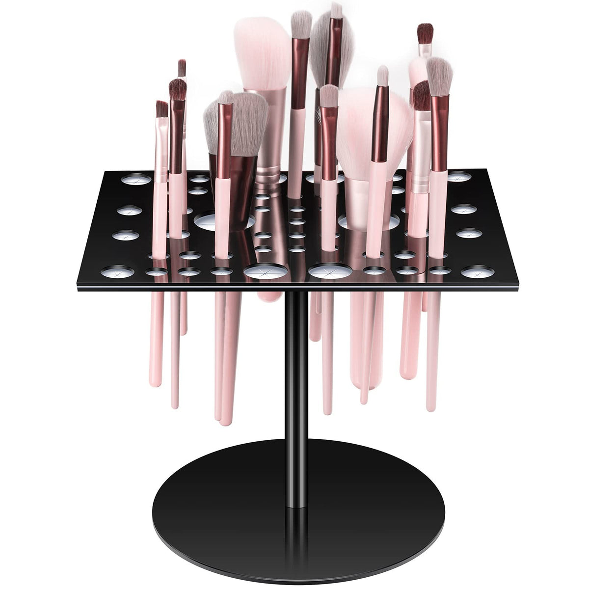 Acrylic Silicone Makeup Brush Drying Rack - Holds 54 Brushes, Collapsible & Portable
