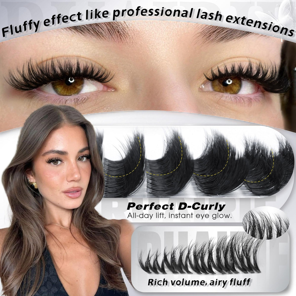 Wispy Fluffy Lash Clusters - Natural Volume False Eyelashes, Black