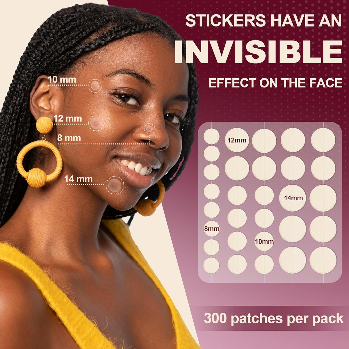 Hydrocolloid Acne Patches for Blemish Covering & Healing - 300 All-Day Skin Discreet