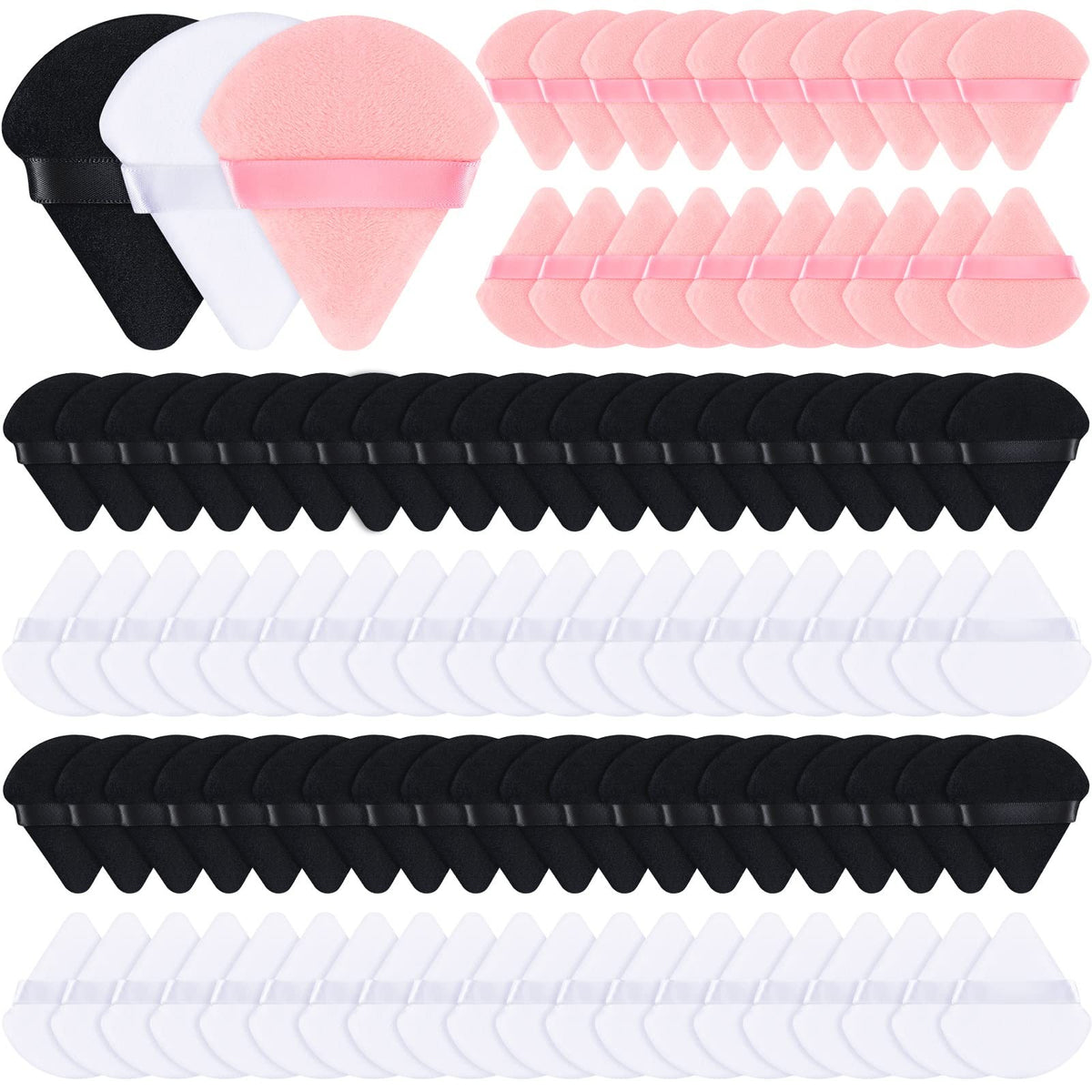 Triangle Powder Puff Set 100 Pcs Velour Makeup Sponges for Loose Powder