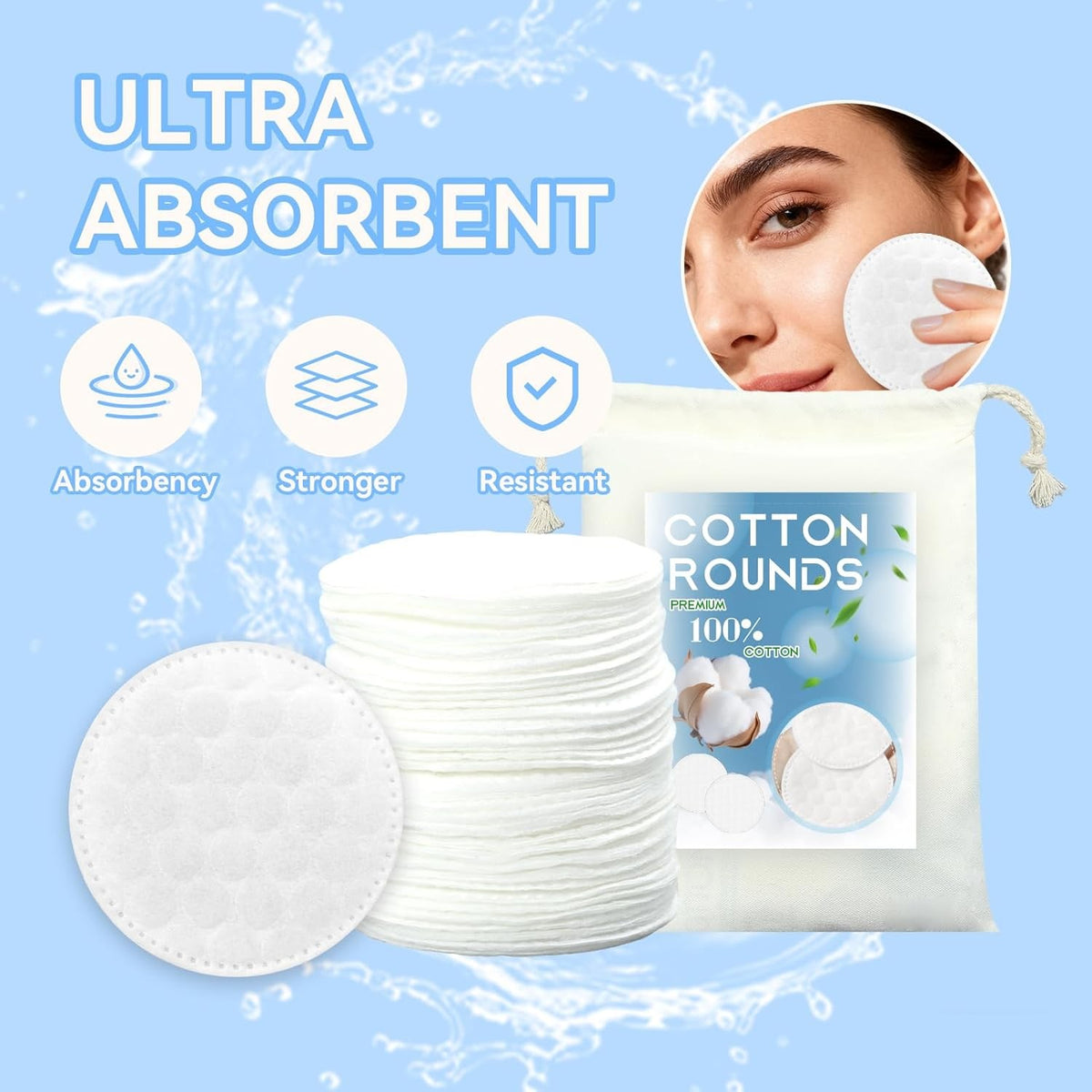 Cotton Rounds for Face Makeup Remover Pads 500 Count Hypoallergenic