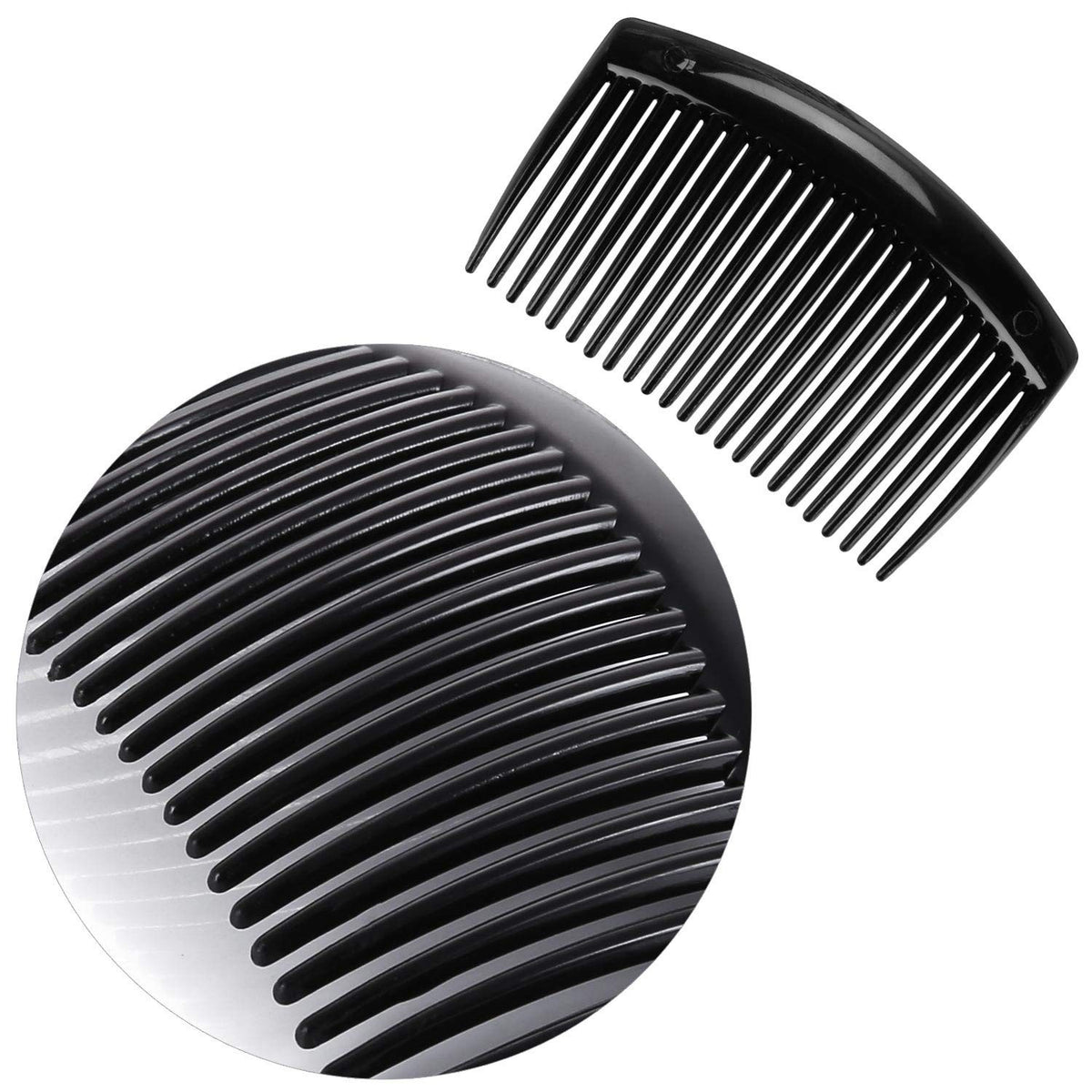 24 Pcs Plastic Hair Side Combs French Style Hair Accessories Amber Black Clear