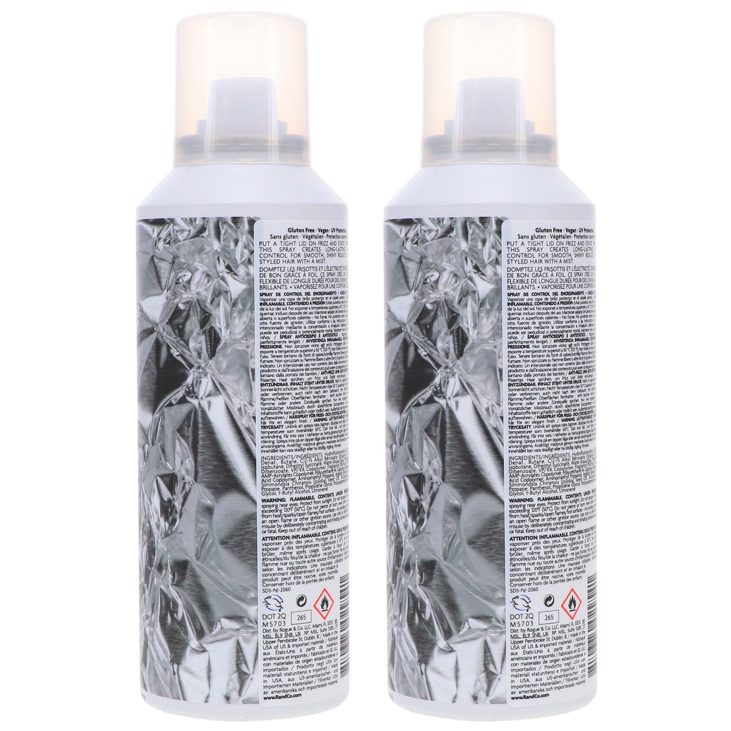 Frizz and Static Control Hair Spray 5 oz - 2 Pack for Shine & UV Protection